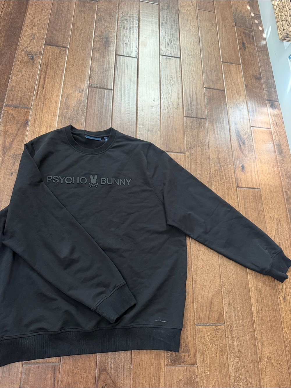 Psycho Bunny Men's Black Crewneck Sweatshirt with Tonal Logo